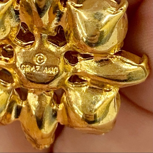 RJ Graziano Signed Multi Color Crystal Rhinestone Flower Floral Dangle Earrings - Picture 4 of 4